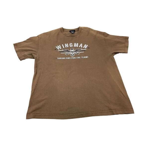 Carbron Mens XL Brown Wingman Shirt Taking one for the team Courage Loyalty - Picture 1 of 12